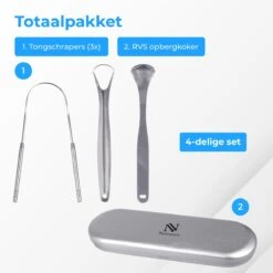 Nuvance - Professionele Tongschraper - 3 In 1 Set - Voor Mondverzorging - Tongreiniger - Tong Schraper - Tongue Scraper - RVS -Verzorgingsproducten 1200x1200 1845