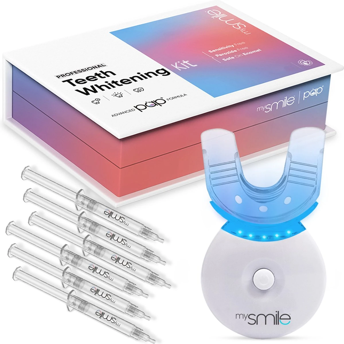 MySmile Tandenbleekset - Thuis Tanden Bleken - PAP+ Formule Met Natuurlijke Ingrediënten - 6 Whitening Gels - Zonder Peroxide 3 MySmile Tandenbleekset - Thuis Tanden Bleken - PAP+ Formule Met Natuurlijke Ingrediënten - 6 Whitening Gels - Zonder Peroxide