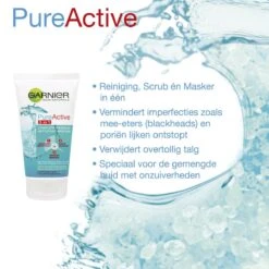 Garnier Skinactive Face PureActive 3-in-1 - 150ml - Reiniging Scrub Masker -Verzorgingsproducten 1200x1200 2095