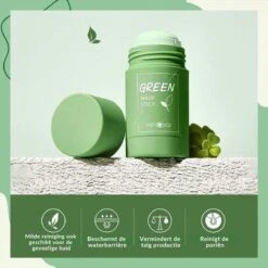 MENGSIQI - Green Mask Stick - Huidverzorging - Gezichtsmasker - Kleimasker - Mee Eters & Acne Verwijderen - Acne Verzorging - Vette Huid - Mee-eter Verwijderaar - Poriën Reiniger -Blackhead - Unisex - Verzachtend -Verkoelend - Dermatologisch Getest -Verzorgingsproducten 1200x1200 2107