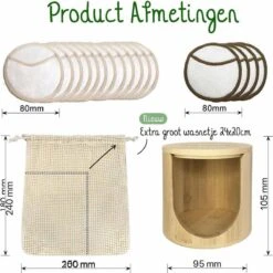 16 Herbruikbare Wattenschijfjes + Bamboe Houder - 12x Dagelijks 4x Scrub 4 Laags - Wasbare Wattenschijfjes Makeup Pads Zero Waste -Verzorgingsproducten 1200x1200 2213