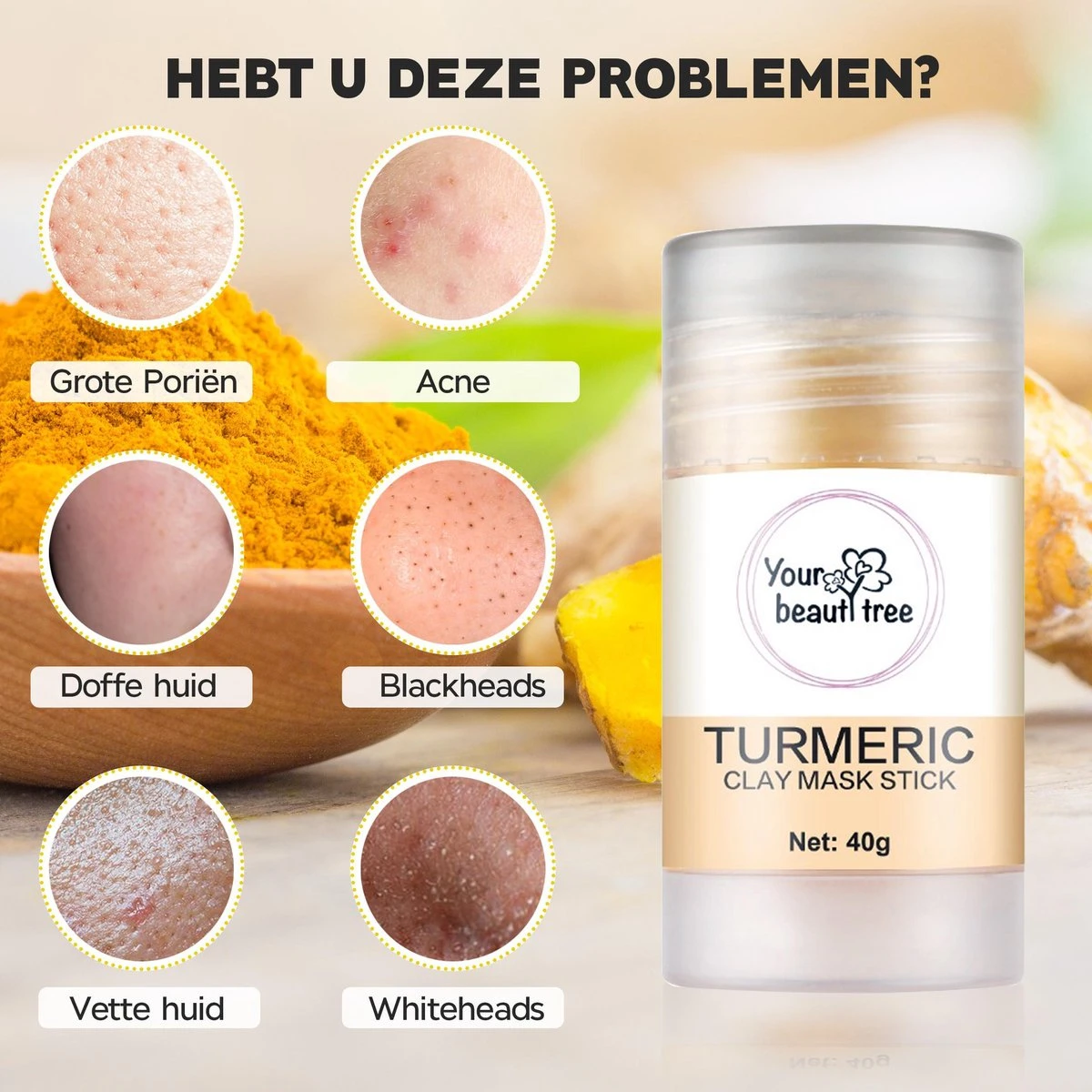 Your Beauty Tree ® Tumeric Detox Masker Stick - Tumeric Mask Stick - Huidverzorging - Gezichtsmasker - Natuurlijke Producten - Verzorgend - Verkoelend - Hydraterend - Black Head Verwijderen - Mee-eters - Verzachtend 6 Your Beauty Tree ® Tumeric Detox Masker Stick - Tumeric Mask Stick - Huidverzorging - Gezichtsmasker - Natuurlijke Producten - Verzorgend - Verkoelend - Hydraterend - Black Head Verwijderen - Mee-eters - Verzachtend - Afbeelding 4