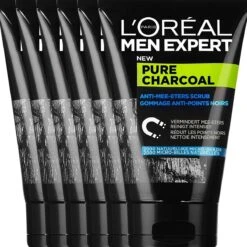 L'Oréal Paris Men Expert Pure Charcoal - Anti-Blackhead Scrub - 6 X 100 Ml - Voordeelverpakking