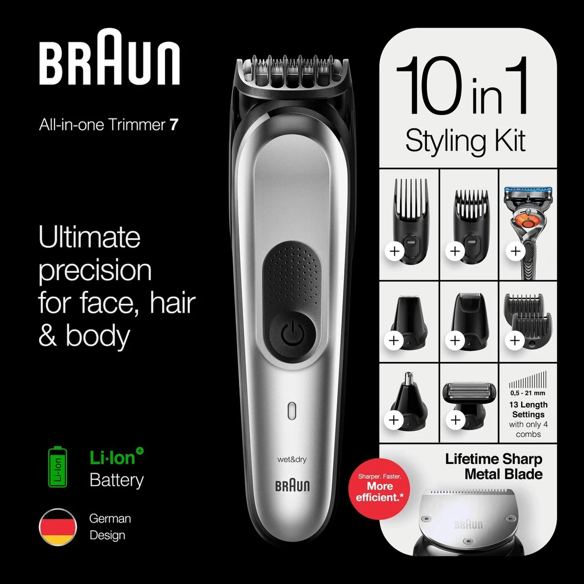 Braun Multigroomer 7221 - 10 In 1 Trimmer - Baardtrimmer Haartrimmer Bodygroomer 7 Braun Multigroomer 7221 - 10 In 1 Trimmer - Baardtrimmer Haartrimmer Bodygroomer - Afbeelding 5