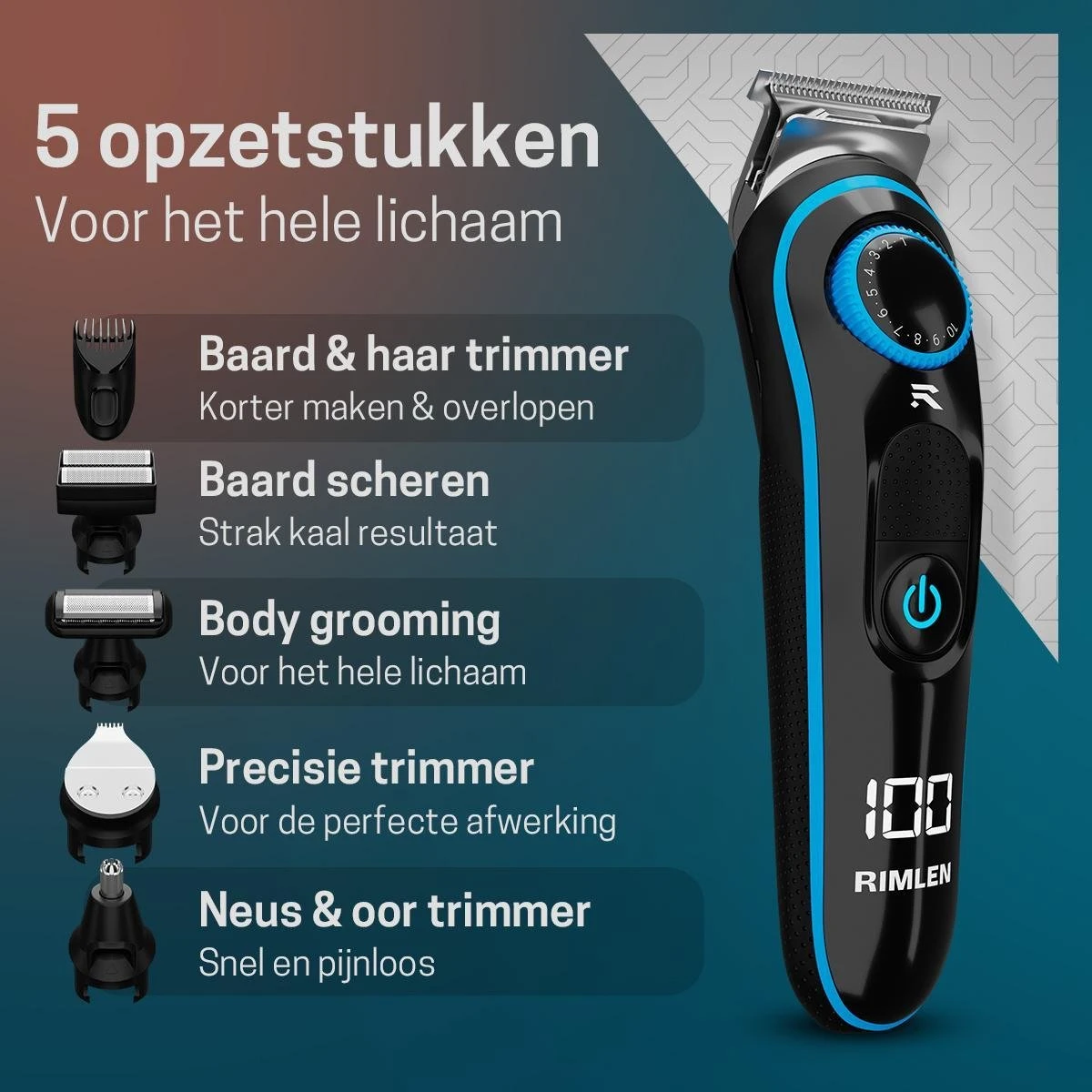 5 In 1 Baardtrimmer Voor Mannen - Trimmer Voor Baard En Lichaam - Neus En Oor -Bodygroomer - 0.5-10MM 6 5 In 1 Baardtrimmer Voor Mannen - Trimmer Voor Baard En Lichaam - Neus En Oor -Bodygroomer - 0.5-10MM - Afbeelding 4
