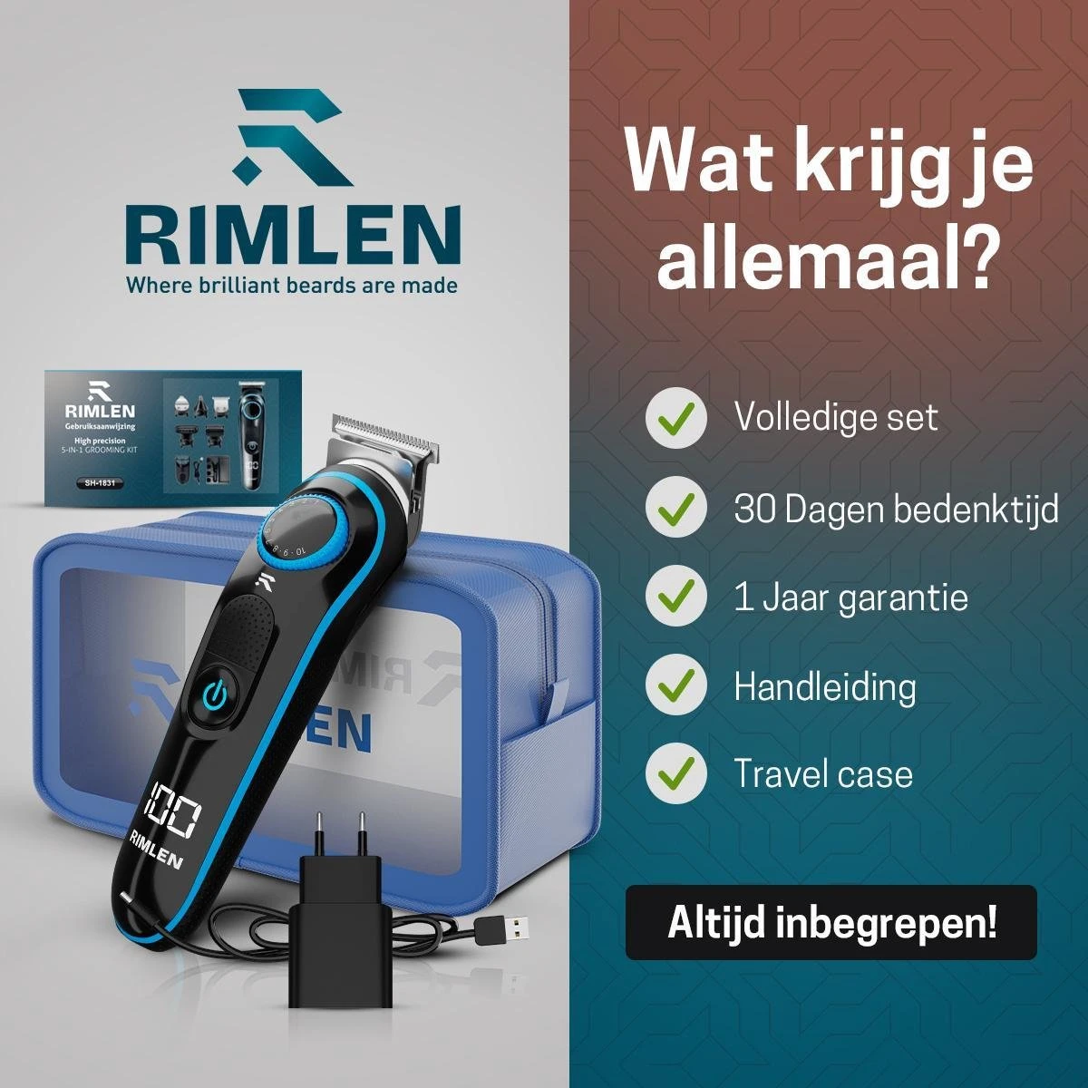 5 In 1 Baardtrimmer Voor Mannen - Trimmer Voor Baard En Lichaam - Neus En Oor -Bodygroomer - 0.5-10MM 11 5 In 1 Baardtrimmer Voor Mannen - Trimmer Voor Baard En Lichaam - Neus En Oor -Bodygroomer - 0.5-10MM - Afbeelding 9