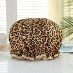 GROTE Douchemuts / Shower Cap / Douchekapje / Douche Cap Voor Vol Haar / Krullen / Afro - Bruine Leopard / Panter
