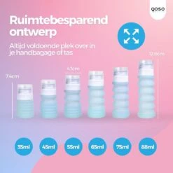 QOSO Reisflesjes Set 8-Delig | Reisflesjes Handbagage Opvouwbaar | Mini Shampoo & Reispotjes Hervulbaar Klein | Reisflesjes 100ml In 4 Kleuren | Navulbare Reisflesjes In Een Reisset -Verzorgingsproducten 1200x1200 823