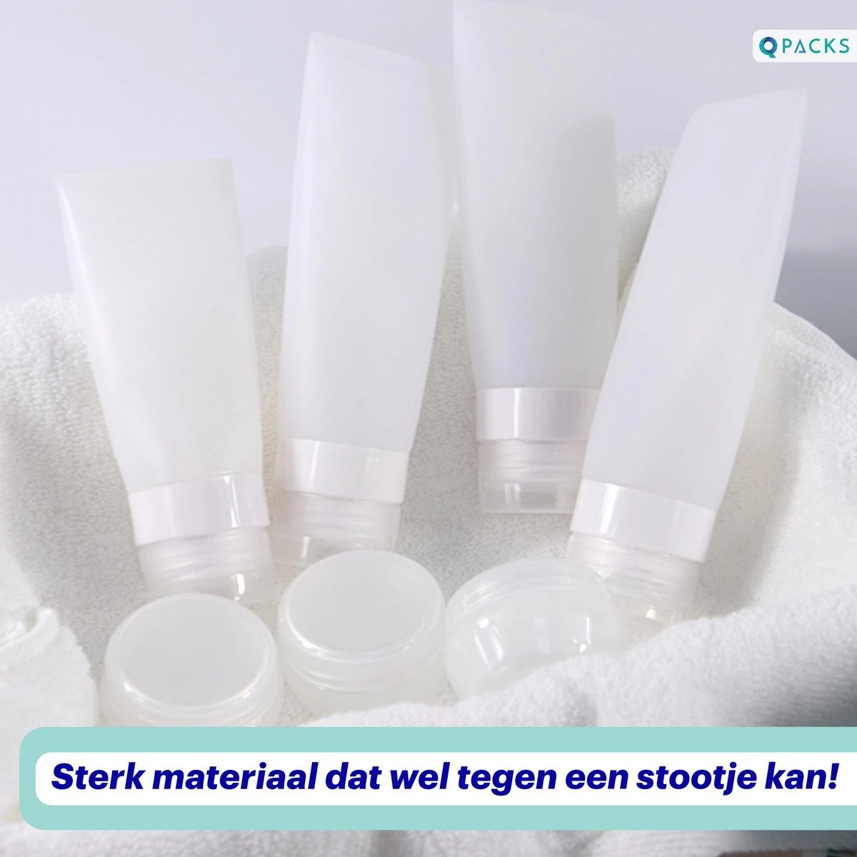 Qpacks - 8-delige Reisflesjes Set Transparant - Vliegtuig Handbagage - Navulbare Reis 100ML Flacons - Incl. Potjes & Etui -Travel - Reisaccessoires 6 Qpacks - 8-delige Reisflesjes Set Transparant - Vliegtuig Handbagage - Navulbare Reis 100ML Flacons - Incl. Potjes & Etui -Travel - Reisaccessoires - Afbeelding 4