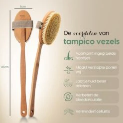 100% Vegan Lichaamsborstel Met Lange Afneembare Steel - Rugborstel/Badborstel/Doucheborstel - Dry Brushing Huidborstel - Droogborstel - Douche -Verzorgingsproducten 1200x1200 874