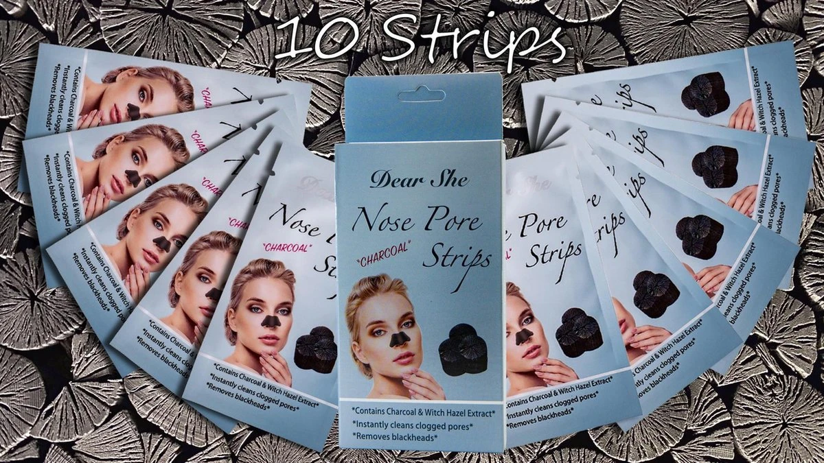 Dear She Nose Pore Strips (10 Strips), Diep Reinigende Neus Strips | Houtskool | Charcoal | Mee-eter Verwijderen | Blackhead Removal | Verstopte Poriën | Puisten | Acne | Vette Huid | Peeling Nose Mask | Pimplepatches | Skincare | Cleansing Strips 4 Dear She Nose Pore Strips (10 Strips), Diep Reinigende Neus Strips | Houtskool | Charcoal | Mee-eter Verwijderen | Blackhead Removal | Verstopte Poriën | Puisten | Acne | Vette Huid | Peeling Nose Mask | Pimplepatches | Skincare | Cleansing Strips - Afbeelding 2