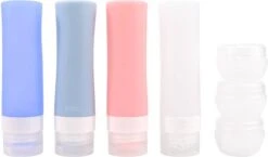 Merkloos Reisverpakking – Navulbare Silicone Reisflesjes Incl. Reispotjes En Doorzichtige Toilettas – Reisset Met Reisflacons & Cosmetica Potjes - Vliegtuig Handbagage Set –– 7 Stuks In Etui –80ML En 20ML - Reisaccessoires -Verzorgingsproducten 1200x703 2