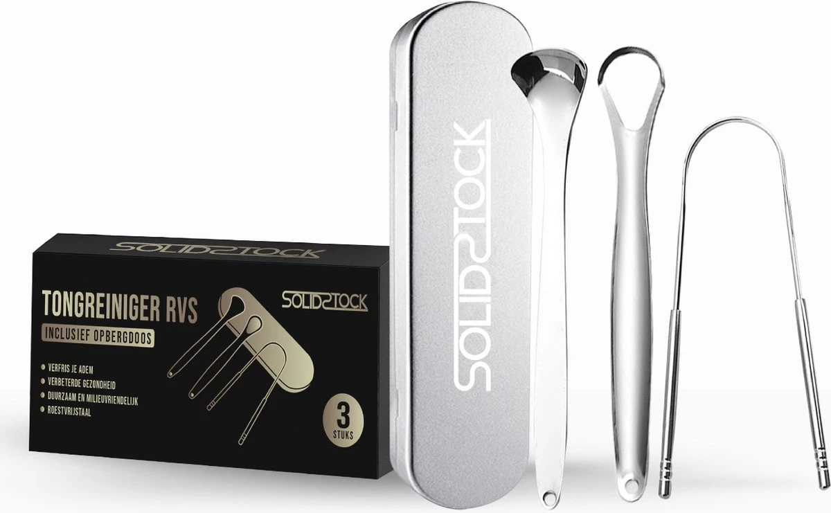 SolidStock Professionele Tongschraper Voor Mondverzorging - 4 Delige Tongreiniger - Ayurveda - RVS 3 SolidStock Professionele Tongschraper Voor Mondverzorging - 4 Delige Tongreiniger - Ayurveda - RVS