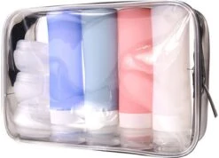 Merkloos Reisverpakking – Navulbare Silicone Reisflesjes Incl. Reispotjes En Doorzichtige Toilettas – Reisset Met Reisflacons & Cosmetica Potjes - Vliegtuig Handbagage Set –– 7 Stuks In Etui –80ML En 20ML - Reisaccessoires -Verzorgingsproducten 1200x864 1