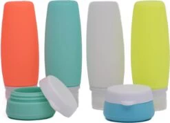 Nesto's® Reisflesjes - Inclusief Toilettas - Siliconen - Reisflacons - Handbagage - 100ml - 6 Stuks -Verzorgingsproducten 1200x866