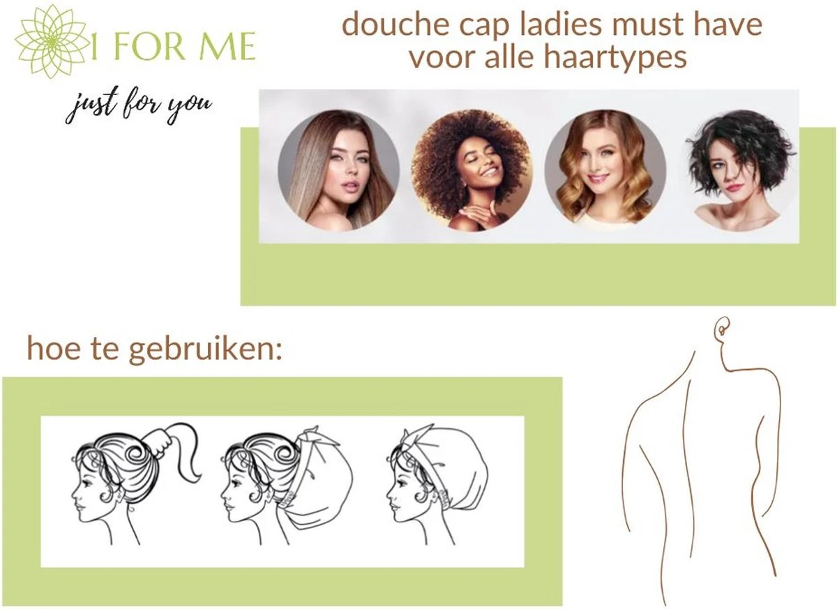 1FORME Douchemuts Dames Zero Waste – Droog Haar Thuis / Vakantie – Douchekap Satijn / PE Zwart 6 1FORME Douchemuts Dames Zero Waste – Droog Haar Thuis / Vakantie – Douchekap Satijn / PE Zwart - Afbeelding 4