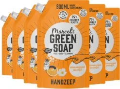 Marcel's Green Soap Handzeep Sinaasappel & Jasmijn Navulling - 6 X 500 Ml