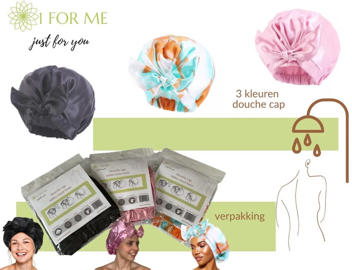 1FORME Douchemuts Dames Zero Waste – Droog Haar Thuis / Vakantie – Douchekap Satijn / PE Zwart 8 1FORME Douchemuts Dames Zero Waste – Droog Haar Thuis / Vakantie – Douchekap Satijn / PE Zwart - Afbeelding 6