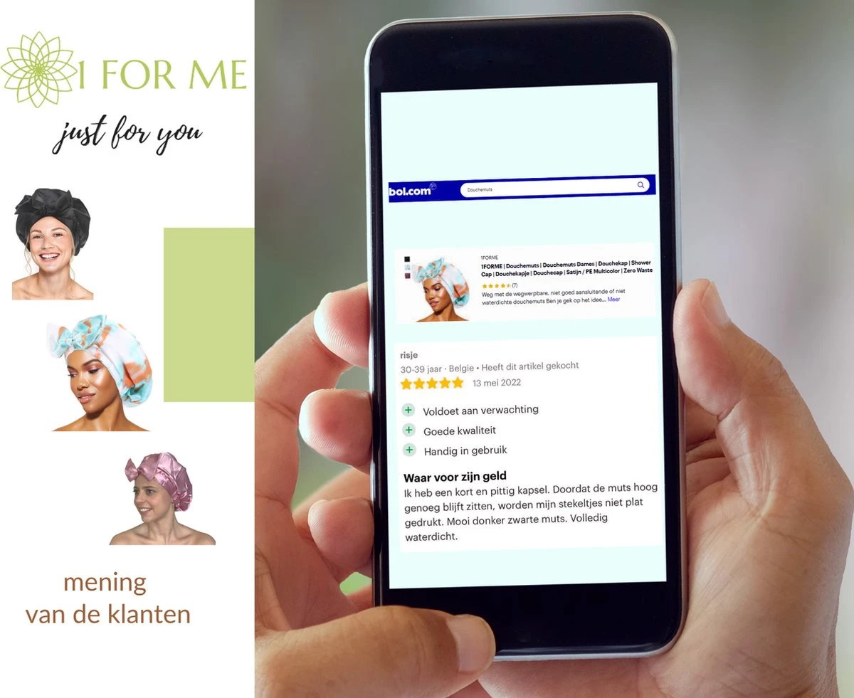 1FORME Douchemuts Dames Zero Waste – Droog Haar Thuis / Vakantie – Douchekap Satijn / PE Zwart 10 1FORME Douchemuts Dames Zero Waste – Droog Haar Thuis / Vakantie – Douchekap Satijn / PE Zwart - Afbeelding 8