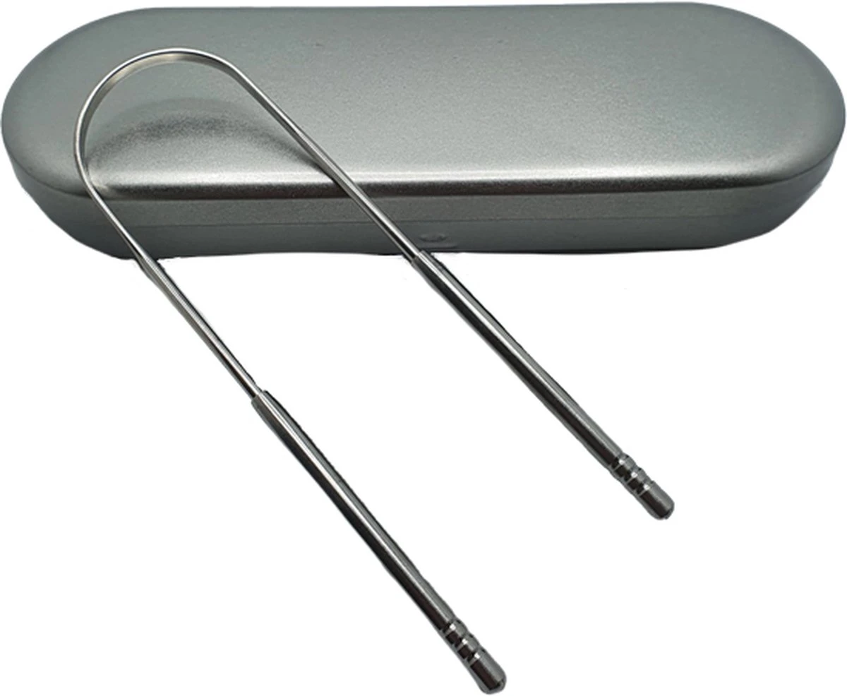 ODaani Tongschraper Met Luxe Opbergcase - Mondverzorging – Tongreiniger – Zilverkleurig 3 ODaani Tongschraper Met Luxe Opbergcase - Mondverzorging – Tongreiniger – Zilverkleurig