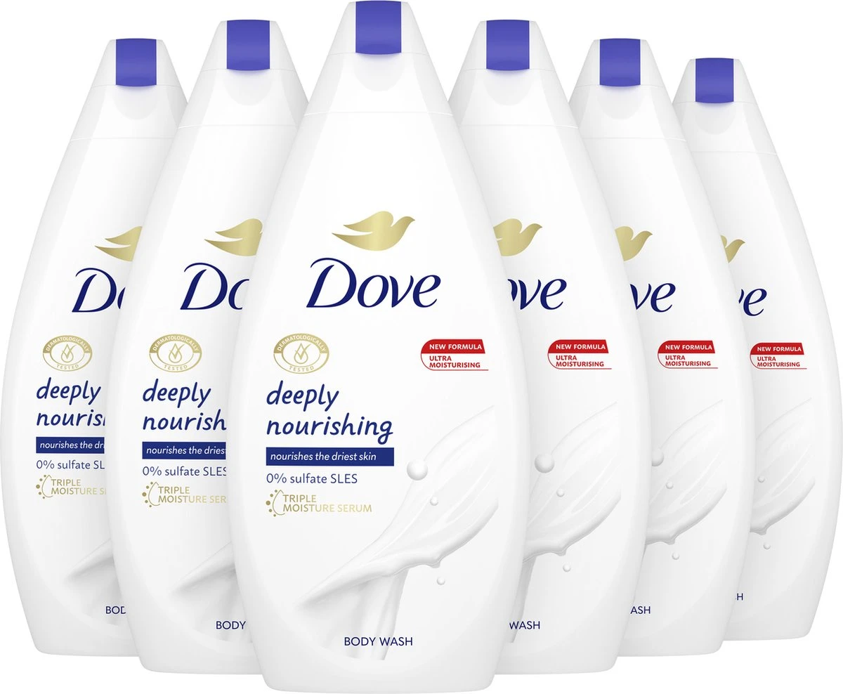 Dove Douchegel Deeply Nourishing - 6 X 450 Ml - Voordeelverpakking 3 Dove Douchegel Deeply Nourishing - 6 X 450 Ml - Voordeelverpakking