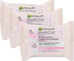 Garnier - SkinActive - Micellaire Reinigingsdoekjes Gevoelige Huid - 3 X 25 Stuks - Gezichtsreiniging - Voordeelverpakking -Verzorgingsproducten 1200x990 2