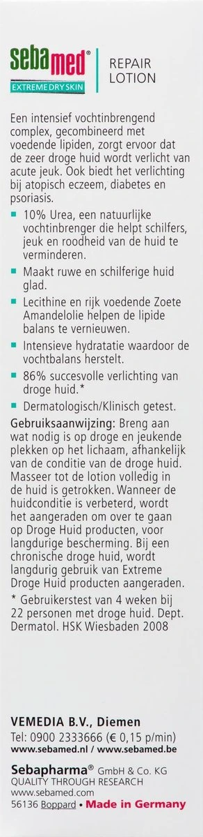 Sebamed Extreme Dry Urea Repair - Lotion 10% - Huidverzorging - 200 Ml 6 Sebamed Extreme Dry Urea Repair - Lotion 10% - Huidverzorging - 200 Ml - Afbeelding 4