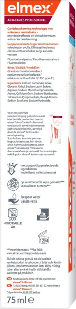 Elmex Anti Cariës Professional Tandpasta 4 X 75ml - Voordeelverpakking -Verzorgingsproducten 295x1200 5