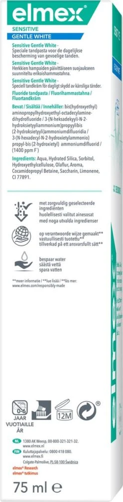 Elmex Sensitive Whitening Tandpasta 4 X 75ml - Voor Gevoelige Tanden - Voordeelverpakking -Verzorgingsproducten 295x1200 7