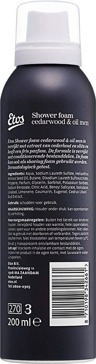 Etos Doucheschuim - Cedarwood & Oil - 2-in-1 - Mannen - 6 X 200 Ml 5 Etos Doucheschuim - Cedarwood & Oil - 2-in-1 - Mannen - 6 X 200 Ml - Afbeelding 3