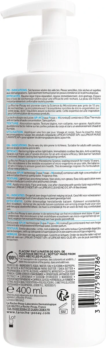La Roche-Posay Lipikar Balsem Light AP+ M - 400ml 4 La Roche-Posay Lipikar Balsem Light AP+ M - 400ml - Afbeelding 2