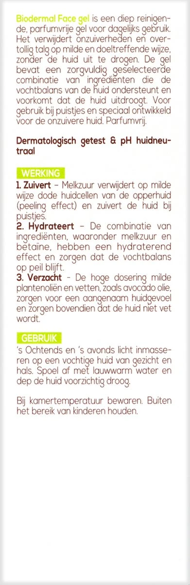 Biodermal Vette & Gemengde Huid Face Gel - 150ml – Bij Overtollig Talg, Puistjes En Onzuiverheden 6 Biodermal Vette & Gemengde Huid Face Gel - 150ml – Bij Overtollig Talg, Puistjes En Onzuiverheden - Afbeelding 4
