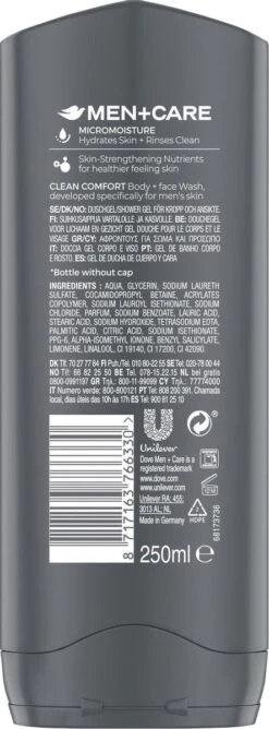 Dove Men+Care Clean Comfort Verzorgende Douchegel - 6 X 250 Ml - Voordeelverpakking 11 Dove Men+Care Clean Comfort Verzorgende Douchegel - 6 X 250 Ml - Voordeelverpakking -Verzorgingsproducten 444x1200 5