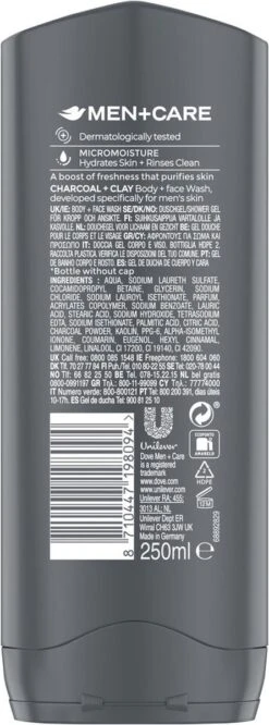 Dove Men+Care Douchegel Man Charcoal & Clay - 6 X 250 Ml - Voordeelverpakking -Verzorgingsproducten 445x1200 1