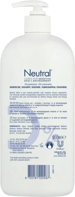 Neutral 0% Milde Showergel - 0% Parfum & 0% Kleurstoffen - 900 Ml 23 Neutral 0% Milde Showergel - 0% Parfum & 0% Kleurstoffen - 900 Ml -Verzorgingsproducten 458x1200 3