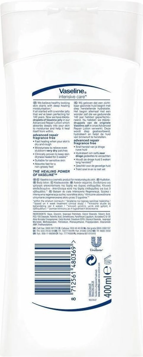 Vaseline® Vaseline Advanced Repair Intensive Care Bodylotion - 400 Ml 8 Vaseline® Vaseline Advanced Repair Intensive Care Bodylotion - 400 Ml - Afbeelding 6