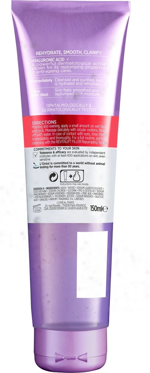 L'Oréal Paris Revitalift Volumegevende Reinigingsgel - Gezichtsreiniger Met Hyaluronzuur - 150 Ml 7 L'Oréal Paris Revitalift Volumegevende Reinigingsgel - Gezichtsreiniger Met Hyaluronzuur - 150 Ml - Afbeelding 5