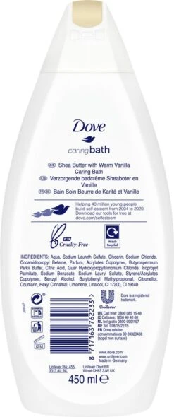 Dove Caring Bath Sheaboter & Vanille Badcrème - 6 X 450 Ml - Voordeelverpakking -Verzorgingsproducten 502x1200 3