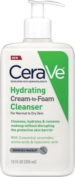 Cerave Hydrating Cream-to-foam Cleanser For Normal To Dry Skin 355 Ml