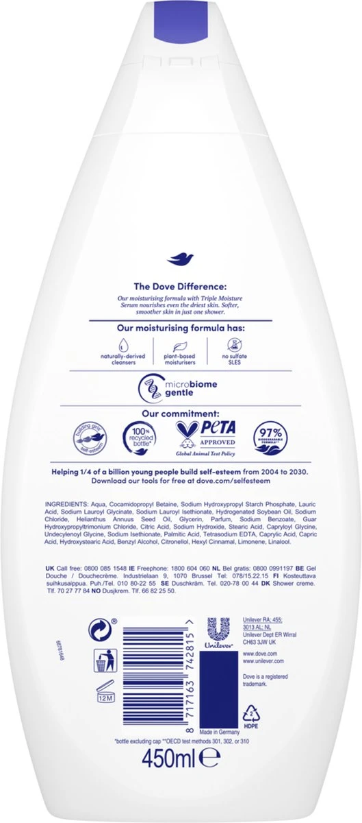 Dove Douchegel Deeply Nourishing - 6 X 450 Ml - Voordeelverpakking 8 Dove Douchegel Deeply Nourishing - 6 X 450 Ml - Voordeelverpakking - Afbeelding 6