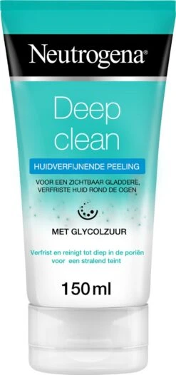 Neutrogena Deep Clean Huidverfijnende Peeling, Zachte Waspeeling Met Glycolzuur, Reinigingspeeling, Bescherming Tegen Schadelijke Stoffen Van Buitenaf, 1 X 150 Ml