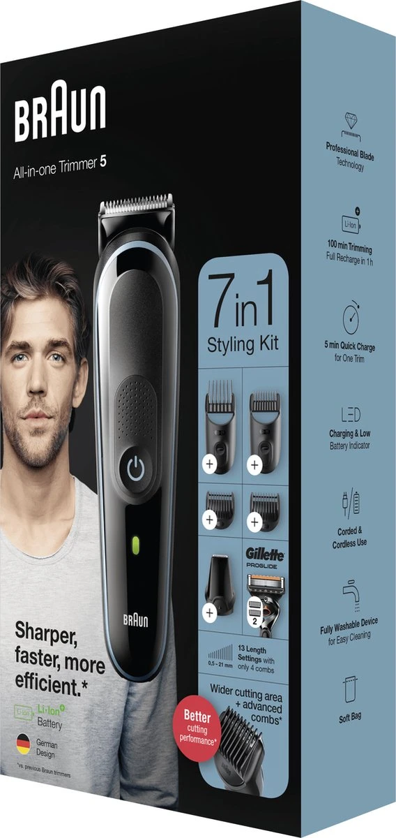 Braun Multigroomer 5 MGK5355 - 7in1 Trimmer Voor Mannen - 5 Opzetstukken 11 Braun Multigroomer 5 MGK5355 - 7in1 Trimmer Voor Mannen - 5 Opzetstukken - Afbeelding 9