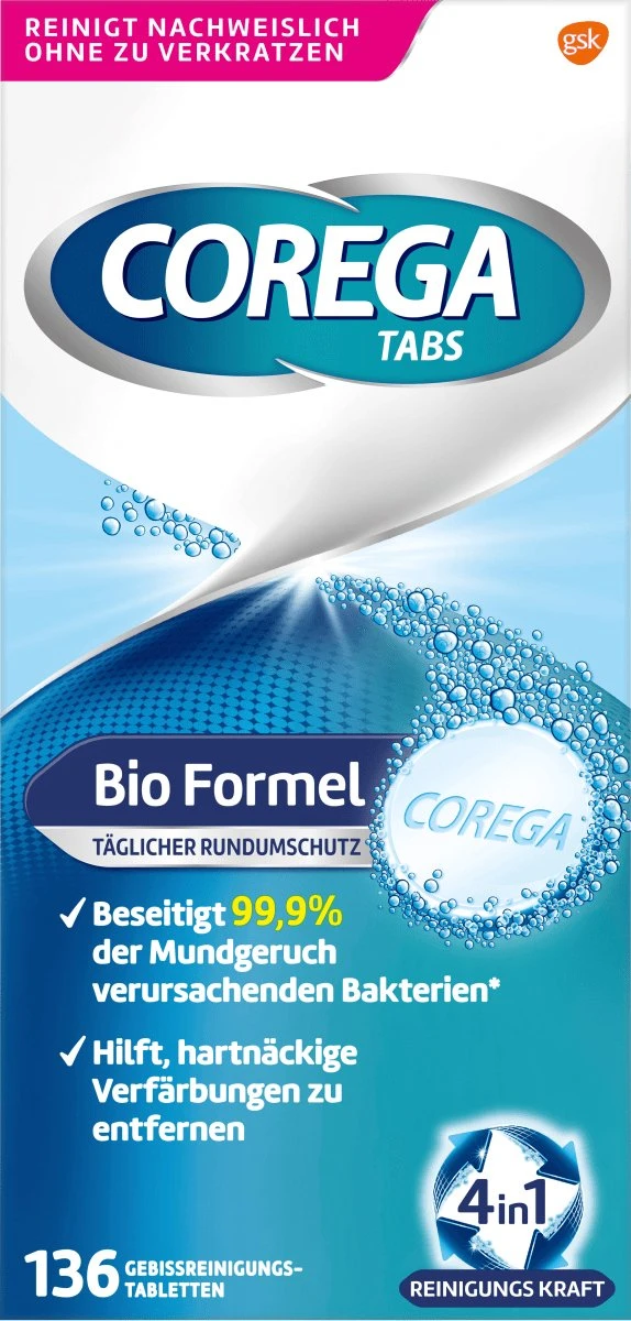 Corega Bio Gebitreinigings Tabs 136 Stuks Tabletten 3 Corega Bio Gebitreinigings Tabs 136 Stuks Tabletten