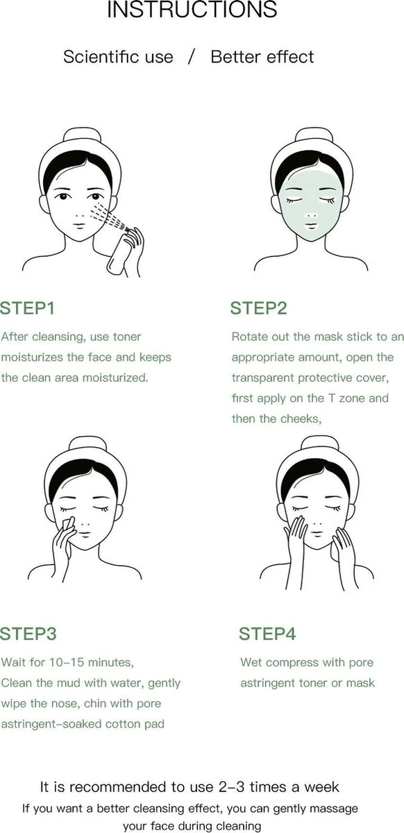 Merkloos Green Mask Stick - Huidverzorging - Gezichtsmasker - Kleimasker - Mee Eters & Acne Verwijderen - Acne Verzorging - Vette Huid - Mee-eter Verwijderaar - Poriën Reiniger -Blackhead - Verzachtend -Verkoelend - Dermatologisch Getest 8 Merkloos Green Mask Stick - Huidverzorging - Gezichtsmasker - Kleimasker - Mee Eters & Acne Verwijderen - Acne Verzorging - Vette Huid - Mee-eter Verwijderaar - Poriën Reiniger -Blackhead - Verzachtend -Verkoelend - Dermatologisch Getest - Afbeelding 6
