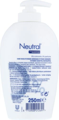 Neutral Vloeibare Handzeep Parfumvrij - 6 X 250 Ml - Voordeelverpakking -Verzorgingsproducten 591x1200 3