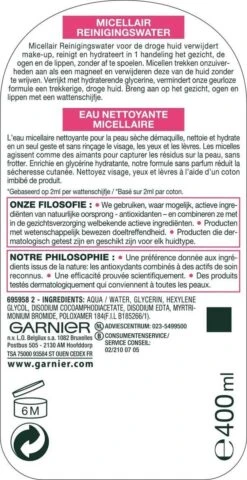 Garnier SkinActive - Micellair Reinigingswater Voor De Droge Huid - 3 X 400 Ml - Micellair Water Voordeelverpakking -Verzorgingsproducten 618x1200 7