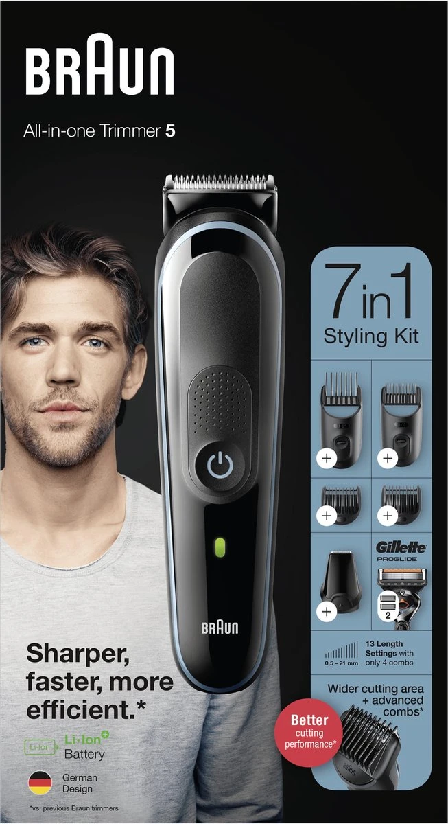 Braun Multigroomer 5 MGK5355 - 7in1 Trimmer Voor Mannen - 5 Opzetstukken 10 Braun Multigroomer 5 MGK5355 - 7in1 Trimmer Voor Mannen - 5 Opzetstukken - Afbeelding 8
