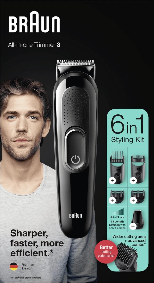 Braun Multigroomer 3 MGK3325 - 6-in-1 Trimmer Voor Mannen - Baard + Haar 10 Braun Multigroomer 3 MGK3325 - 6-in-1 Trimmer Voor Mannen - Baard + Haar - Afbeelding 8