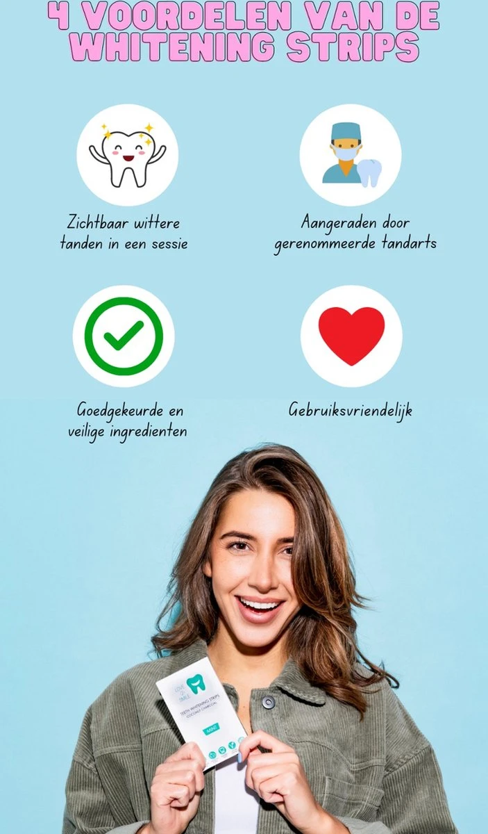 Love2smile PAP+ Premium Strips - Whitening Strips - De Natuurlijke Tandenbleker Van Nederland & België - Goedgekeurde Tandenbleek Strips - Teeth Whitening Strips - Wittere Tanden - Zonder Peroxide 4 Love2smile PAP+ Premium Strips - Whitening Strips - De Natuurlijke Tandenbleker Van Nederland & België - Goedgekeurde Tandenbleek Strips - Teeth Whitening Strips - Wittere Tanden - Zonder Peroxide - Afbeelding 2