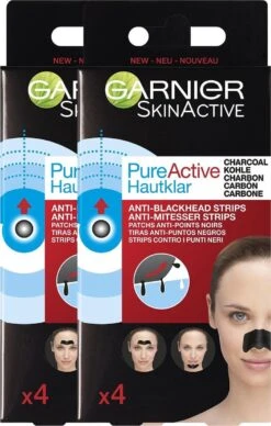 Garnier Skinactive Face SkinActive PureActive Nose Strips Charcoal - 2 X 4 Stuks - Voordeelverpakking -Verzorgingsproducten 763x1200 3